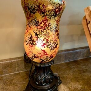 Artistic Glass Table Lamp with Black Base